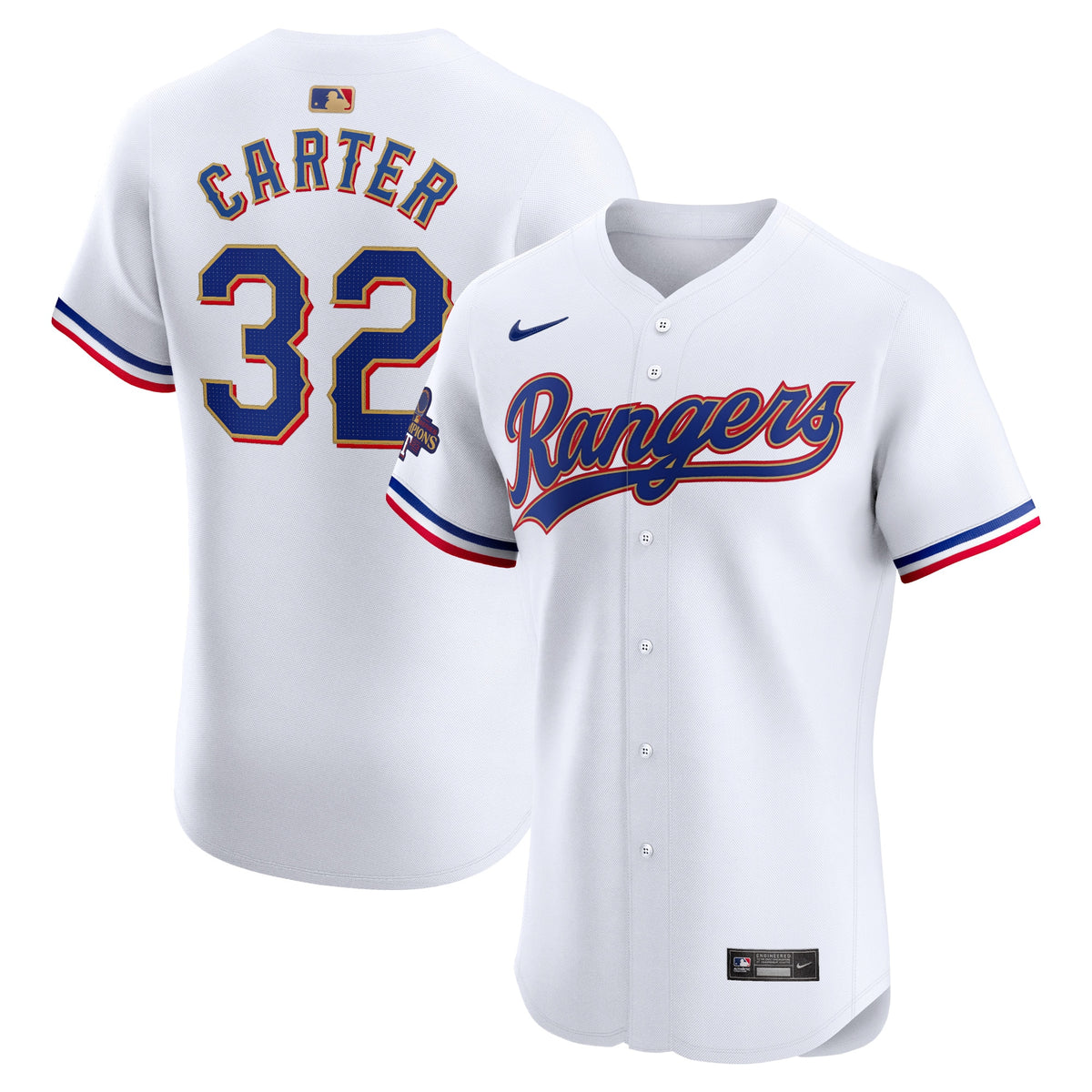 Evan Carter Texas Rangers Nike 2024 Gold Collection Elite Player Jersey White