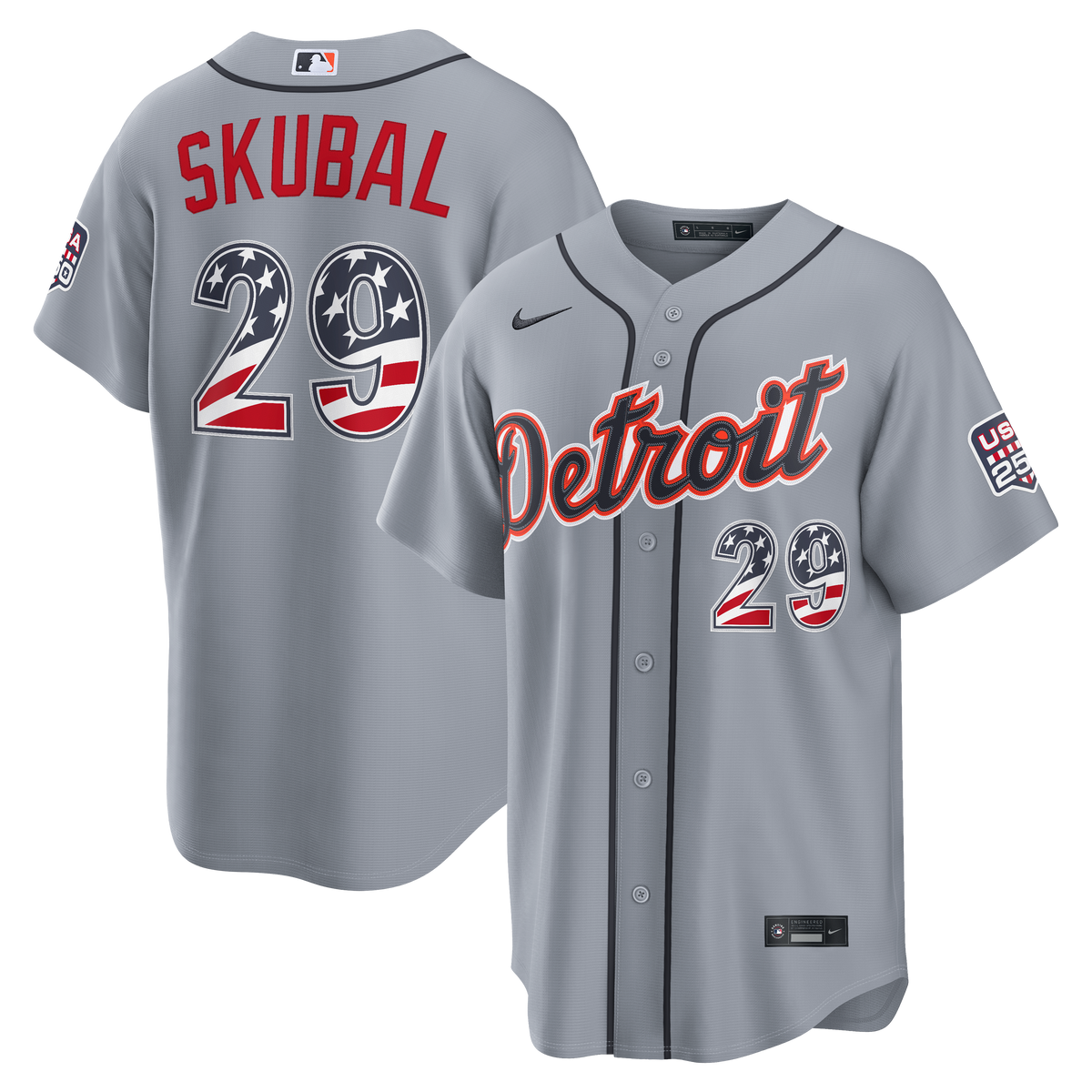 Fourth of July Men's Detroit Tigers Tarik Skubal Nike Gray USA 250 Stadium Jersey