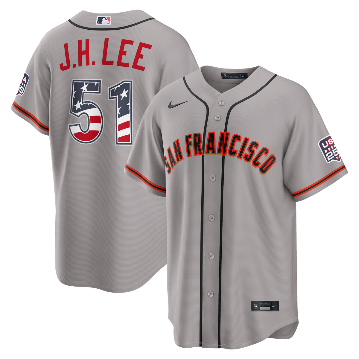 Fourth of July Men's San Francisco Giants Jung Hoo Lee Nike Gray USA 250 Stadium Jersey