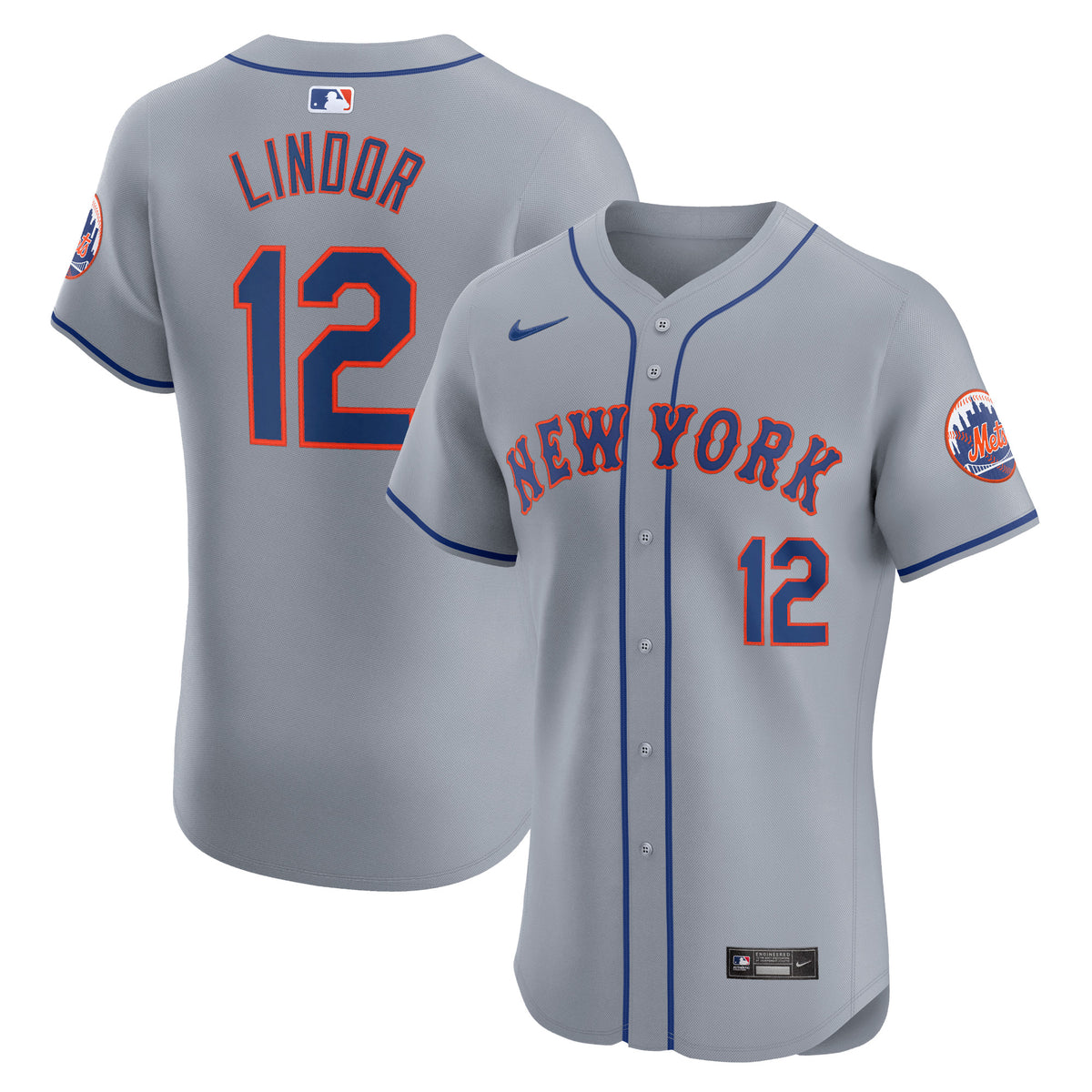 Francisco Lindor New York Mets Nike Road Elite Player Jersey Gray