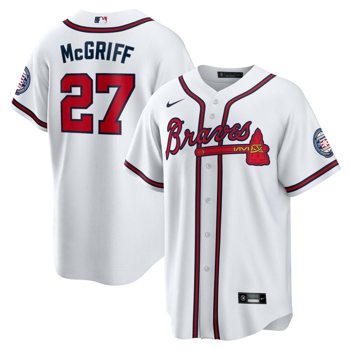 Fred McGriff Atlanta Braves Nike 2023 Hall of Fame Patch Inline Replica Jersey White