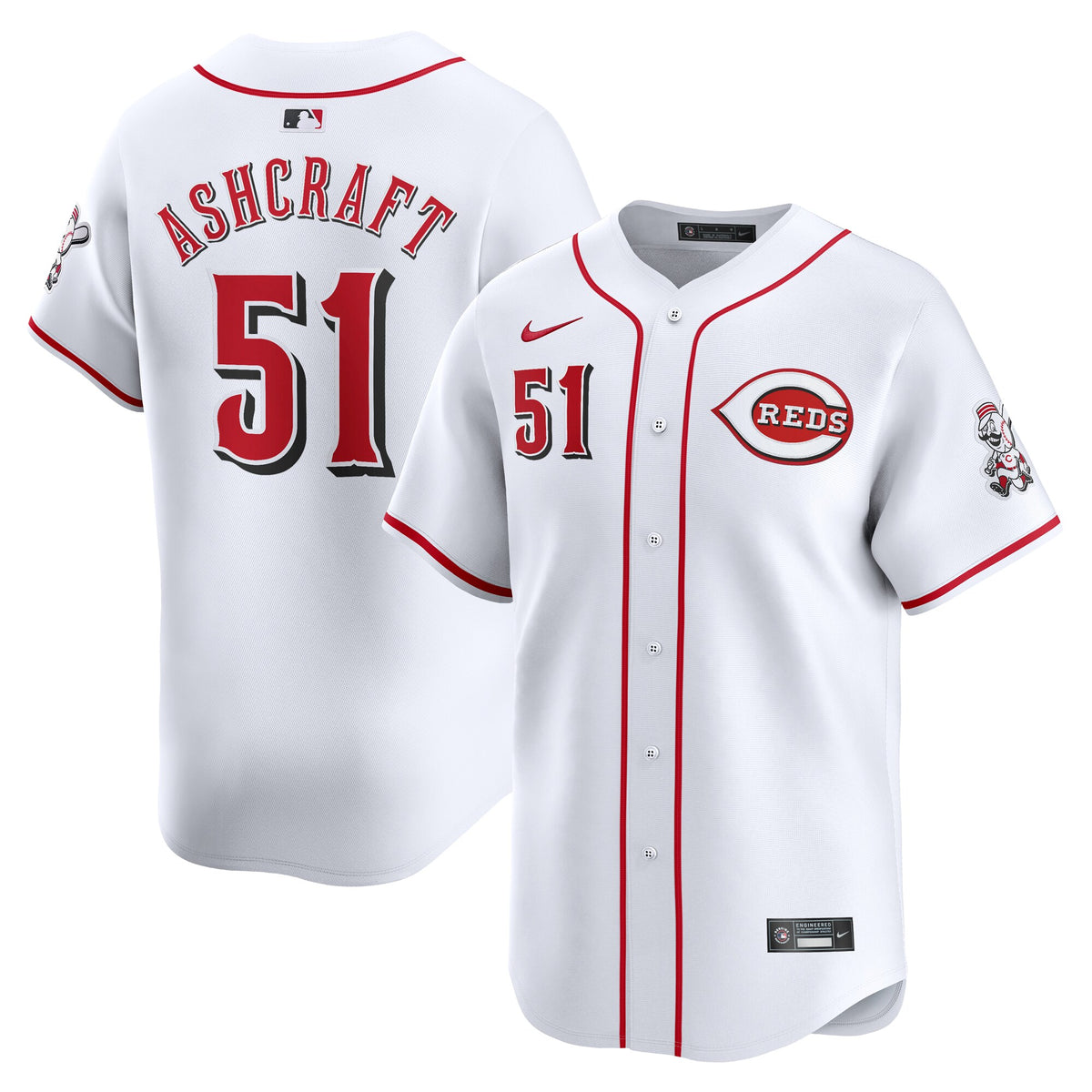 Graham Ashcraft Cincinnati Reds Nike Home Limited Player Jersey White