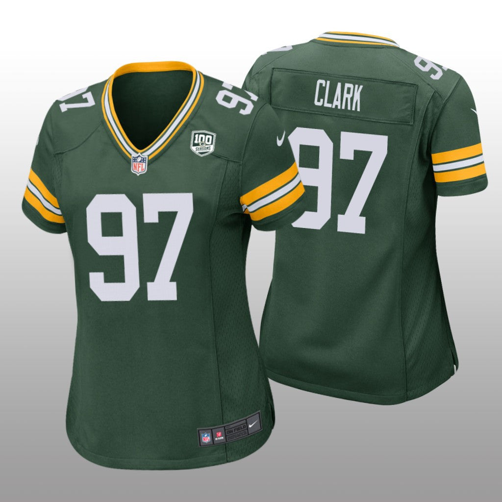 Green Bay Packers #97 Green Kenny Clark 100th Anniversary Jersey Women