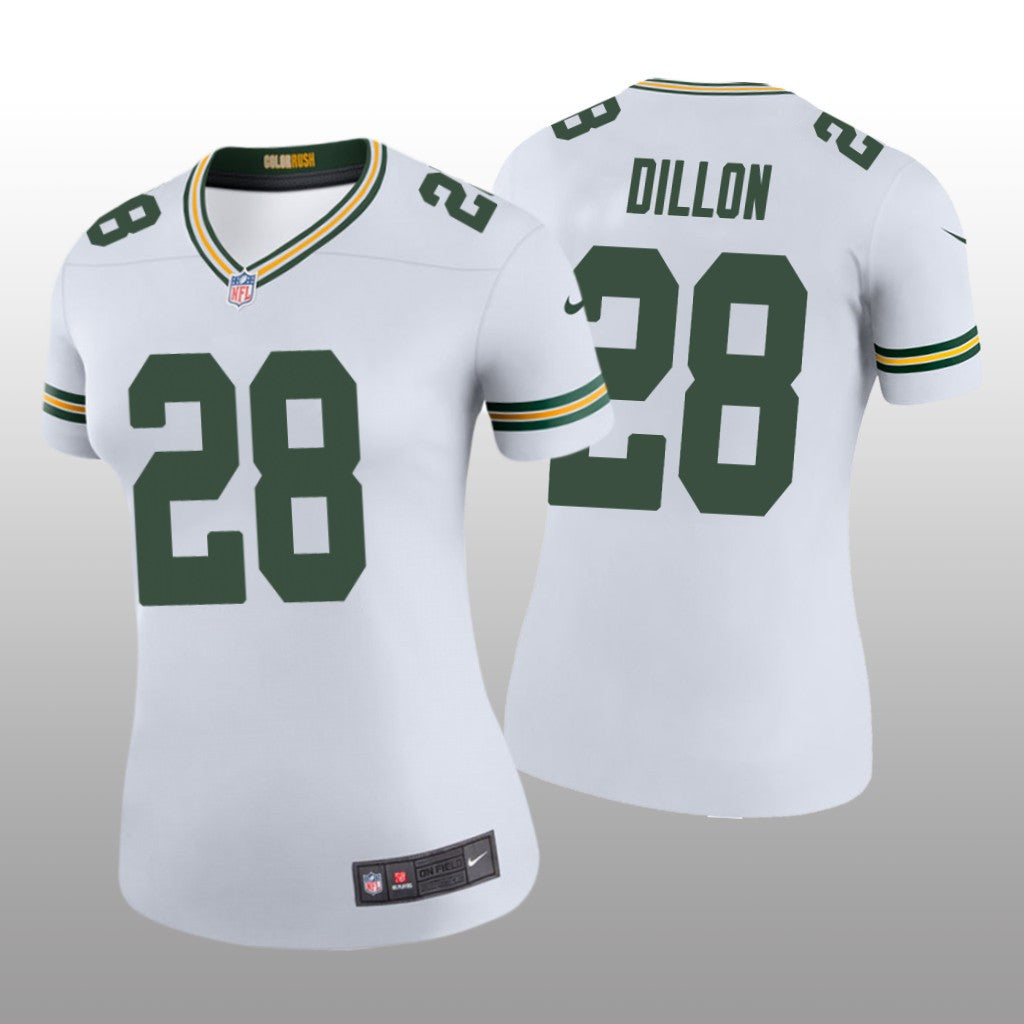 Green Bay Packers A.J. Dillon White Jersey Color Rush Legend Women's