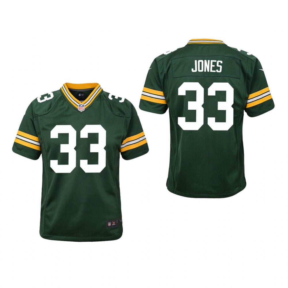 Green Bay Packers Aaron Jones Green Jersey Game Youth