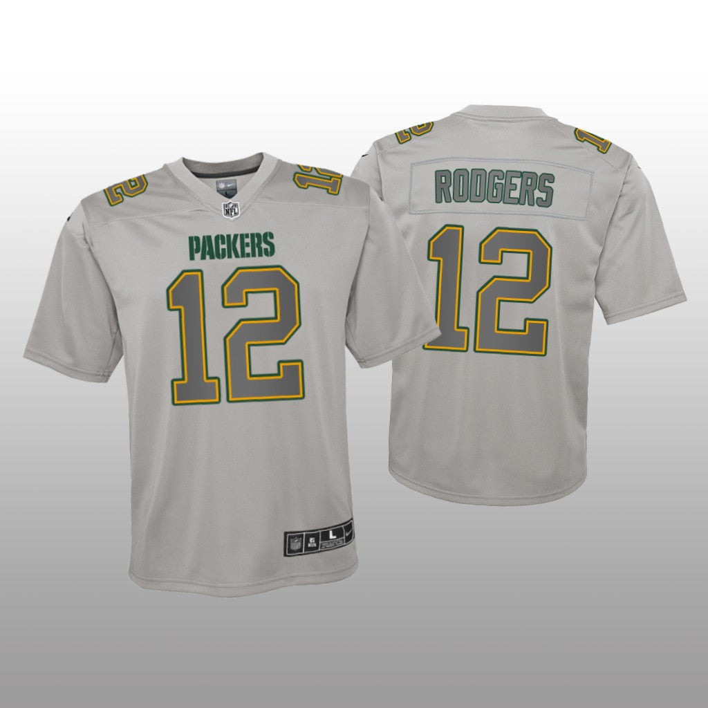 Green Bay Packers Aaron Rodgers Gray Jersey Atmosphere Fashion Game Youth