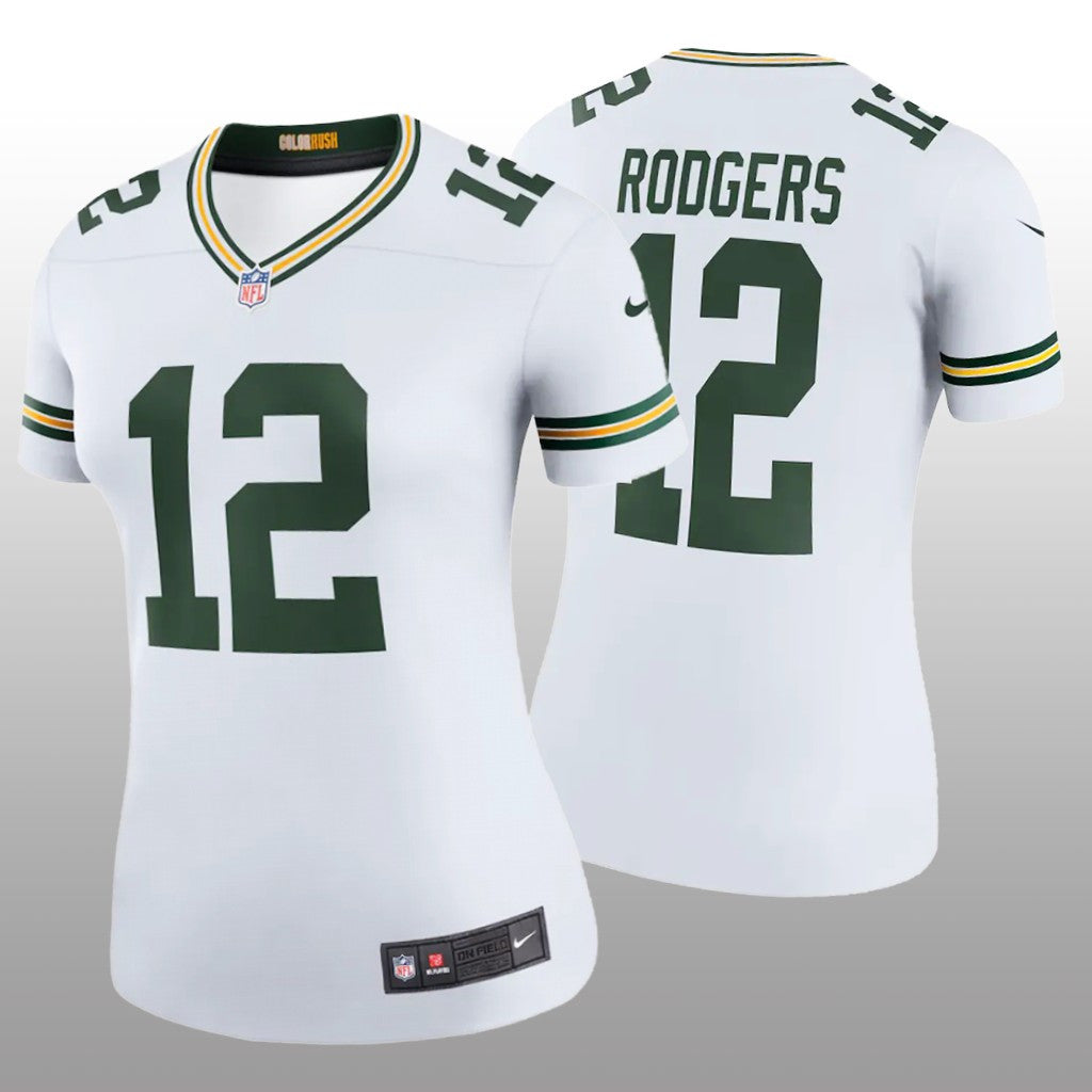 Green Bay Packers Aaron Rodgers White Jersey Color Rush Legend Women's