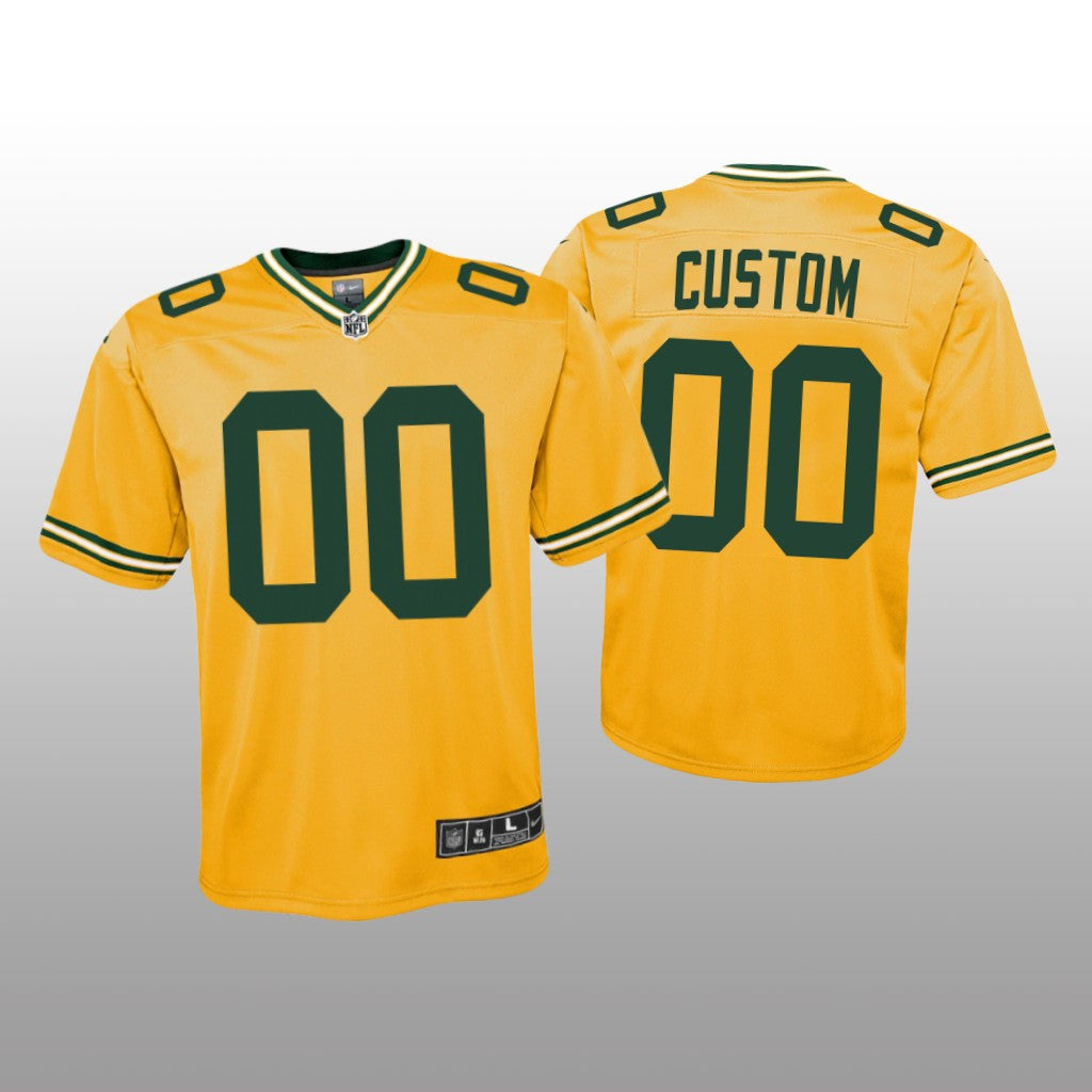 Green Bay Packers Custom Gold Jersey Inverted Game Youth
