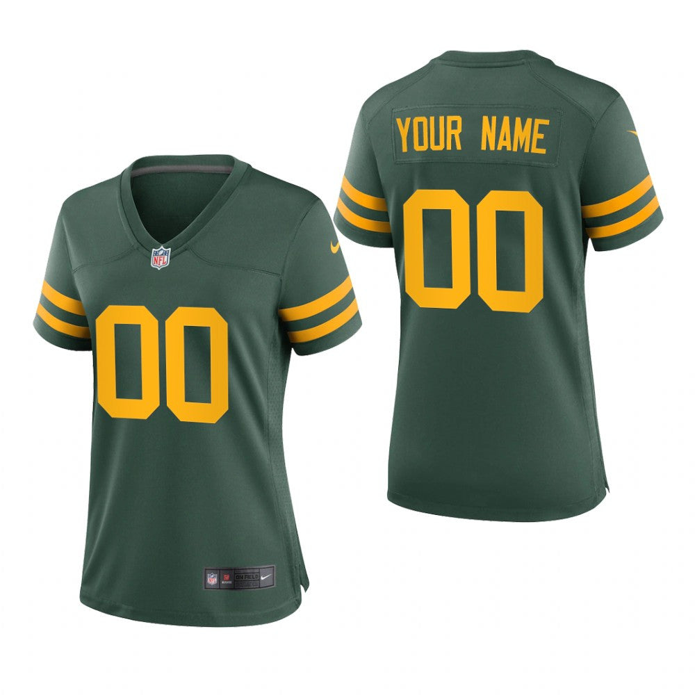 Green Bay Packers Custom Green Jersey Alternate Game Women's