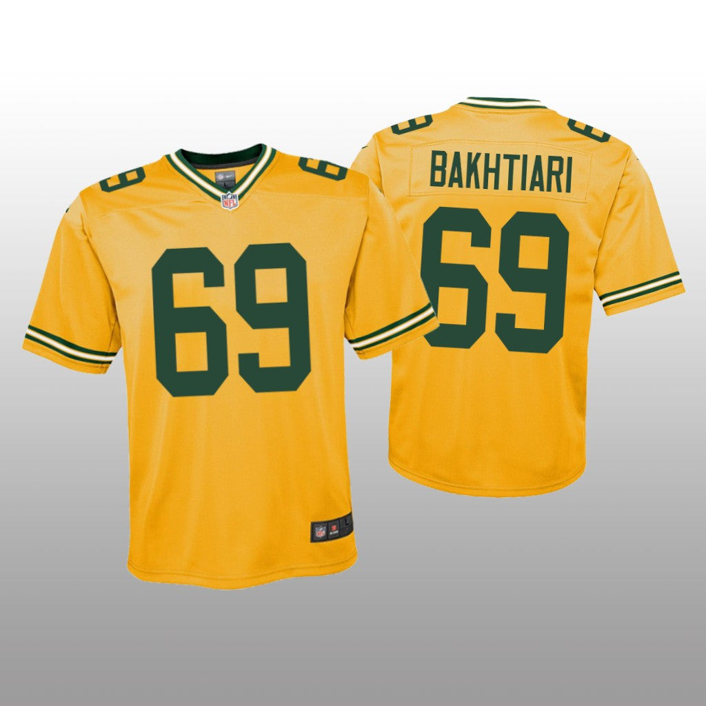 Green Bay Packers David Bakhtiari Gold Jersey Inverted Game Youth