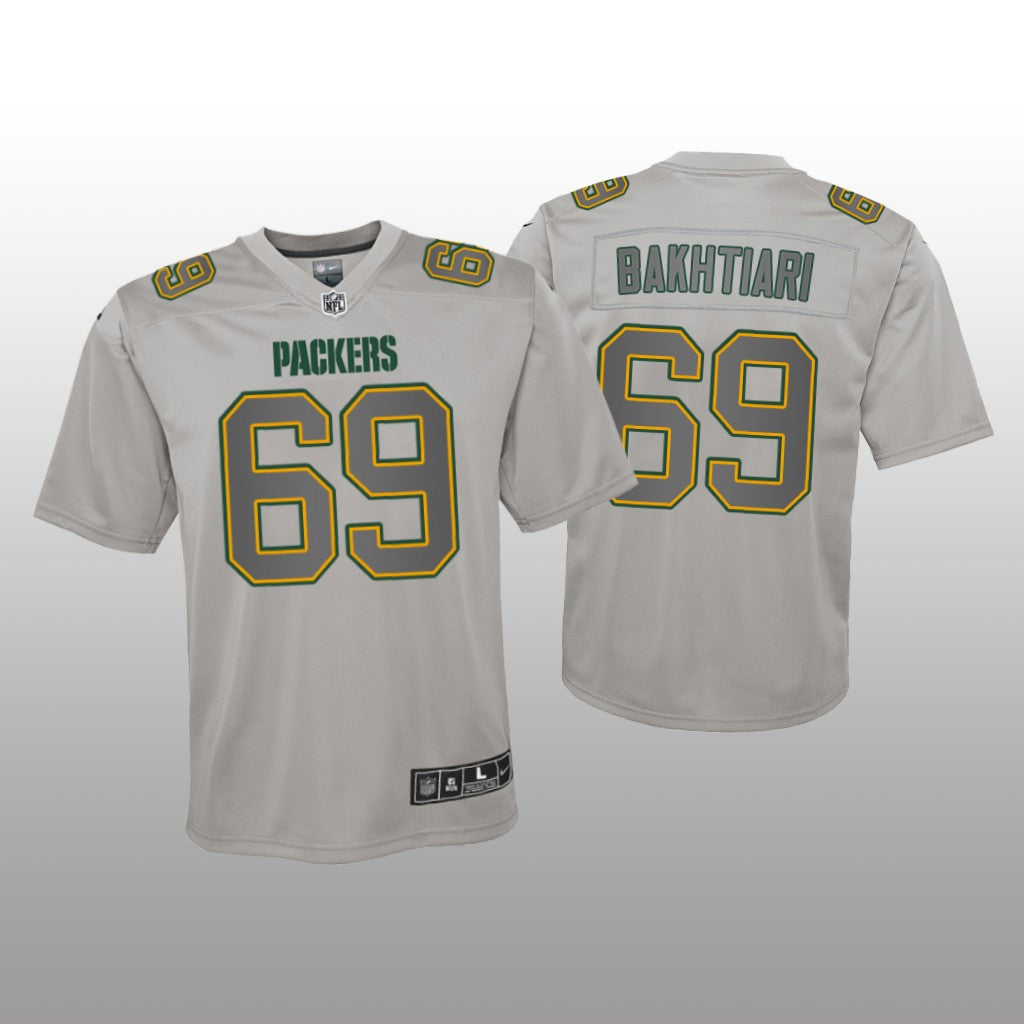 Green Bay Packers David Bakhtiari Gray Jersey Atmosphere Fashion Game Youth