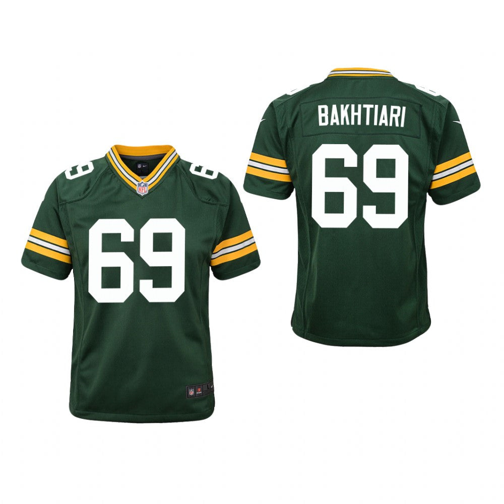 Green Bay Packers David Bakhtiari Green Jersey Game Youth