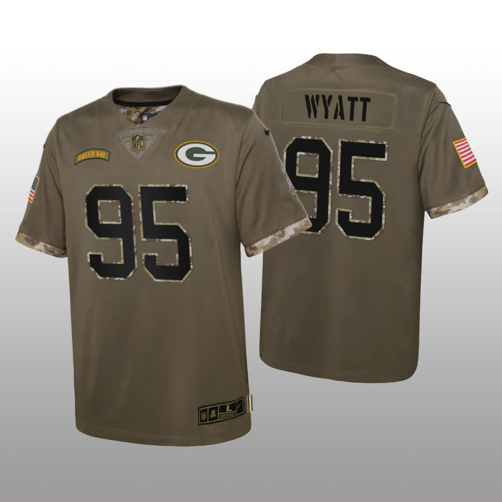 Green Bay Packers Devonte Wyatt Olive Limited Jersey Salute To Service Youth
