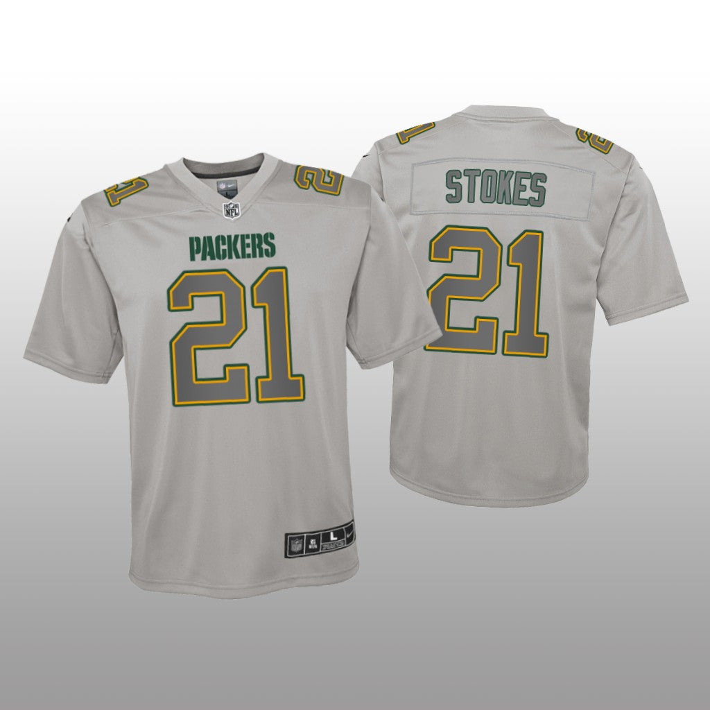 Green Bay Packers Eric Stokes Gray Jersey Atmosphere Fashion Game Youth
