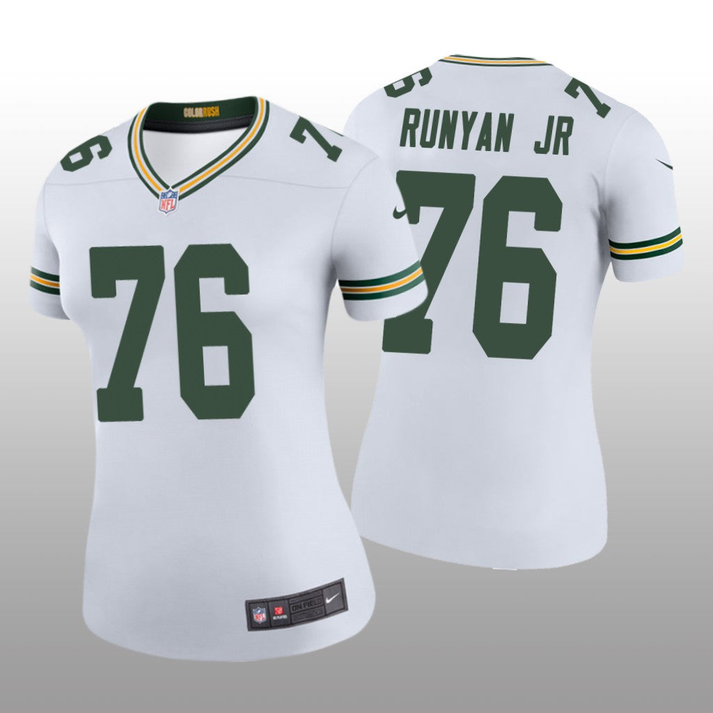 Green Bay Packers Jon Runyan Jr. White Jersey Color Rush Legend Women's