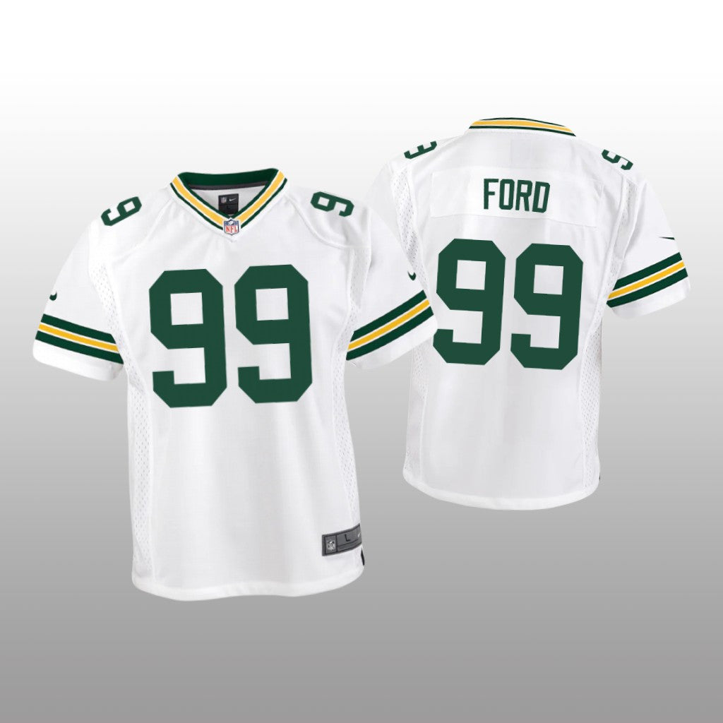 Green Bay Packers Jonathan Ford White Jersey Game Youth