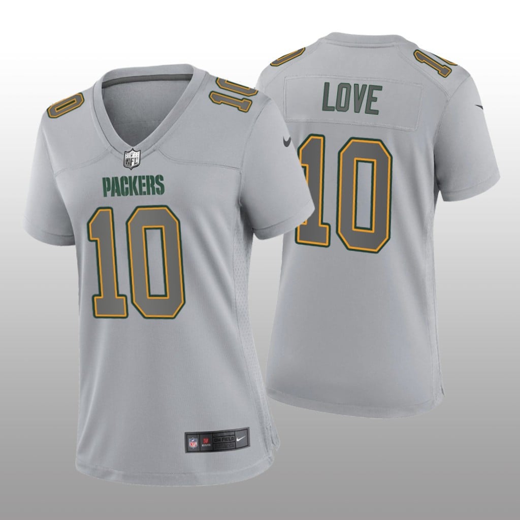 Green Bay Packers Jordan Love Gray Jersey Atmosphere Fashion Game Women's