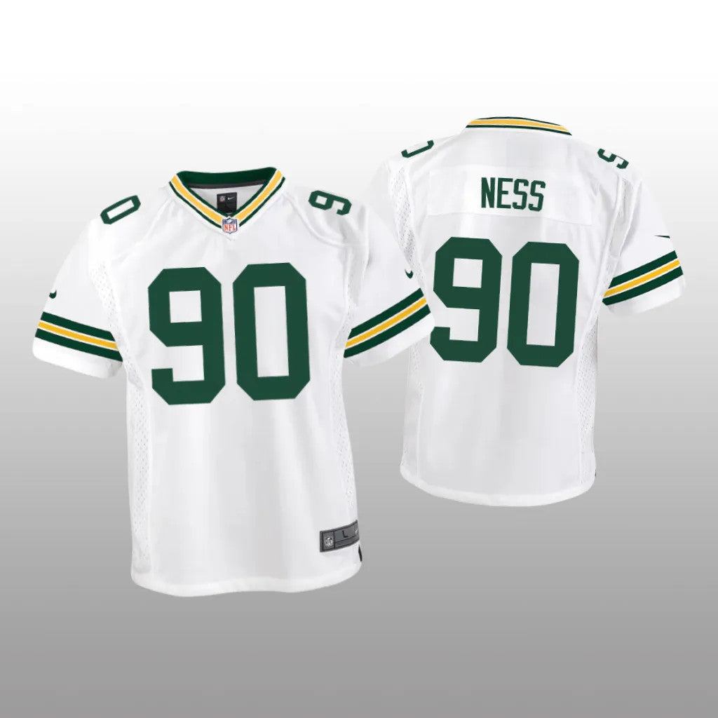 Green Bay Packers Lukas Van Ness White Jersey Game Youth