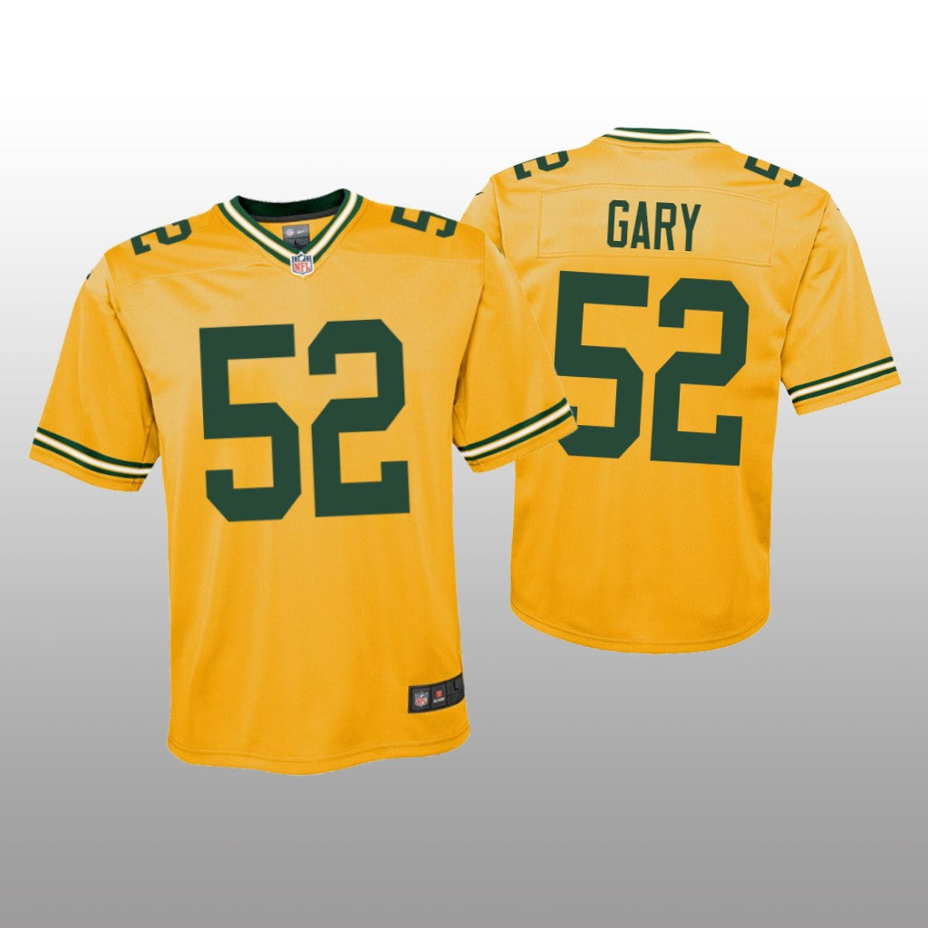 Green Bay Packers Rashan Gary Gold Jersey Inverted Game Youth