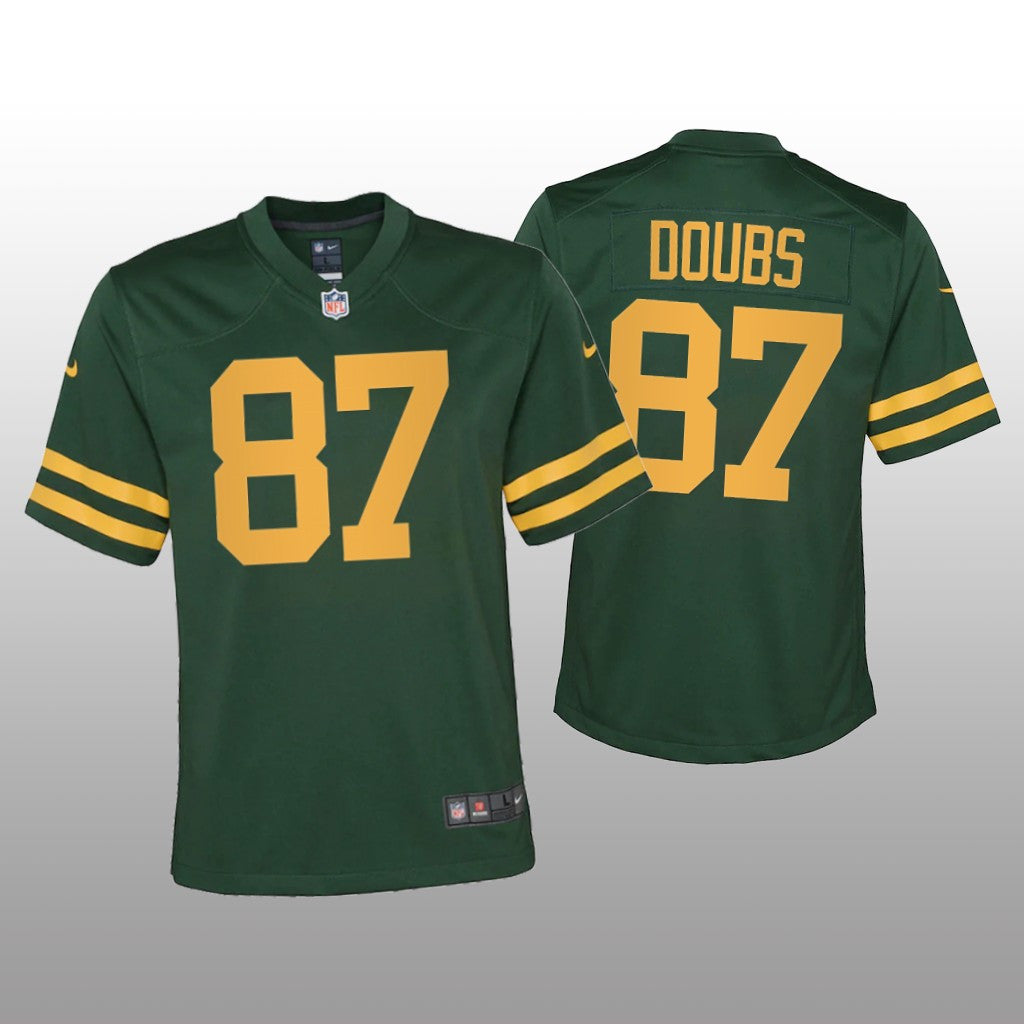 Green Bay Packers Romeo Doubs Green Jersey Alternate Game Youth
