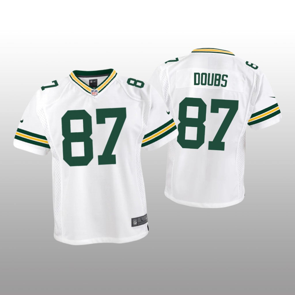 Green Bay Packers Romeo Doubs White Jersey Game Youth