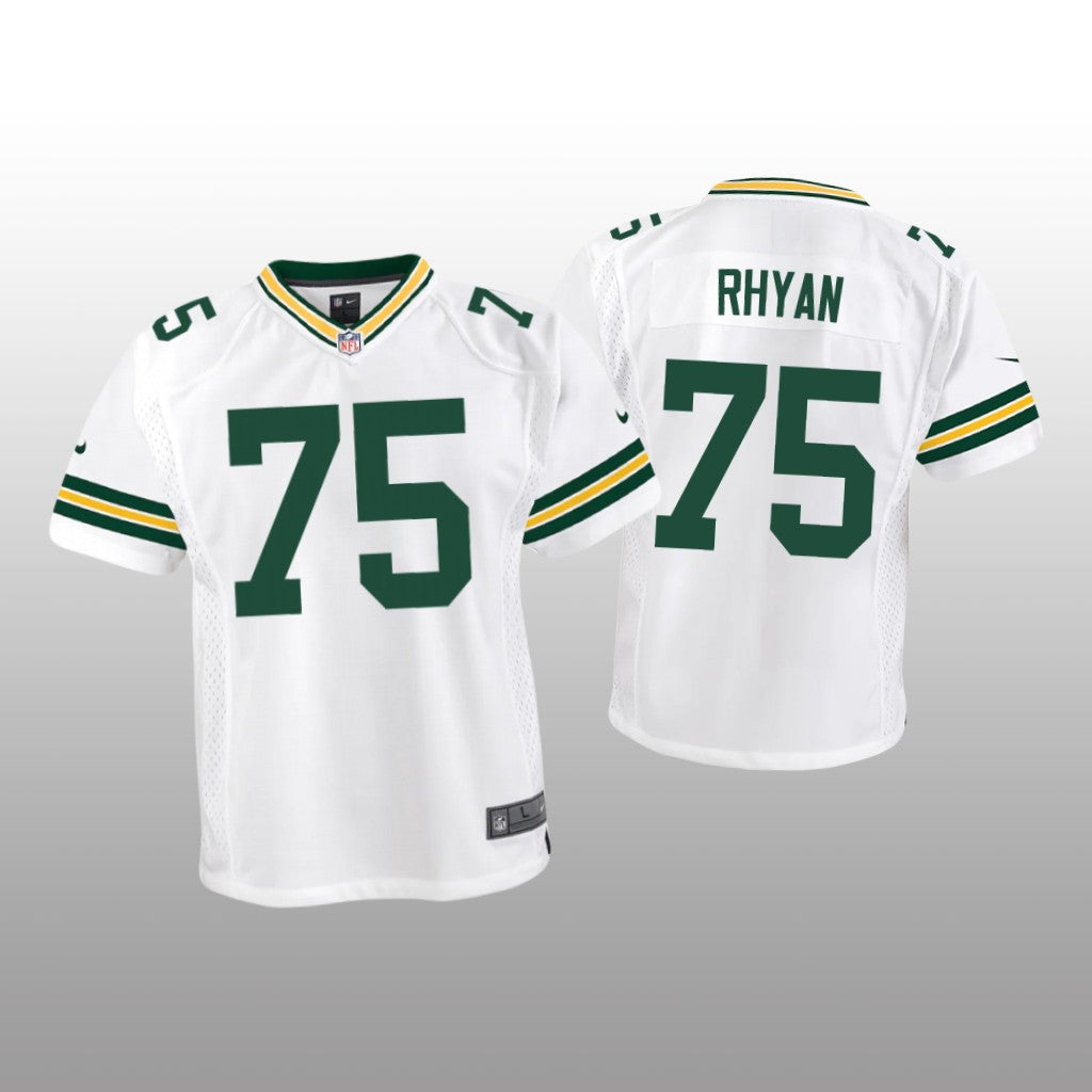 Green Bay Packers Sean Rhyan White Jersey Game Youth