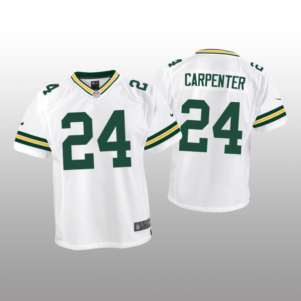 Green Bay Packers Tariq Carpenter White Jersey Game Youth
