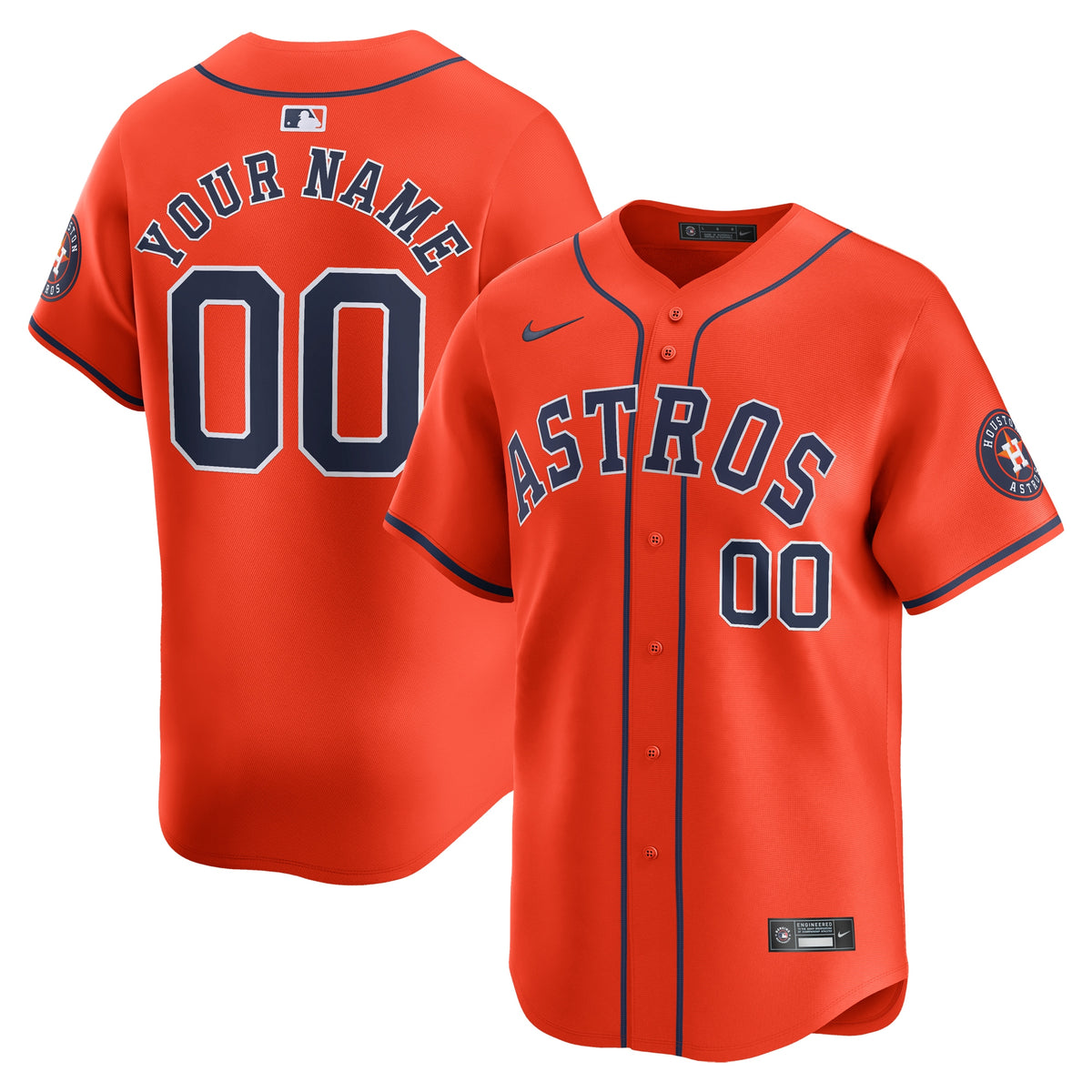 Houston Astros Nike Alternate Limited Custom Jersey Orange