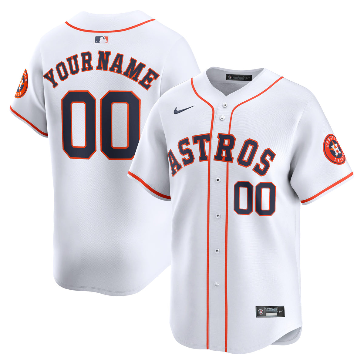 Houston Astros Nike Home Limited Custom Jersey White