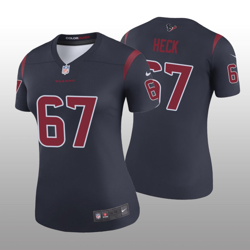 Houston Texans Charlie Heck Navy Jersey Color Rush Legend Women's