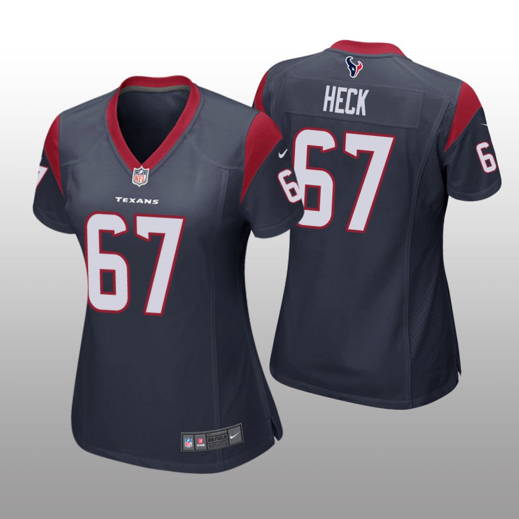 Houston Texans Charlie Heck Navy Jersey Game Women's