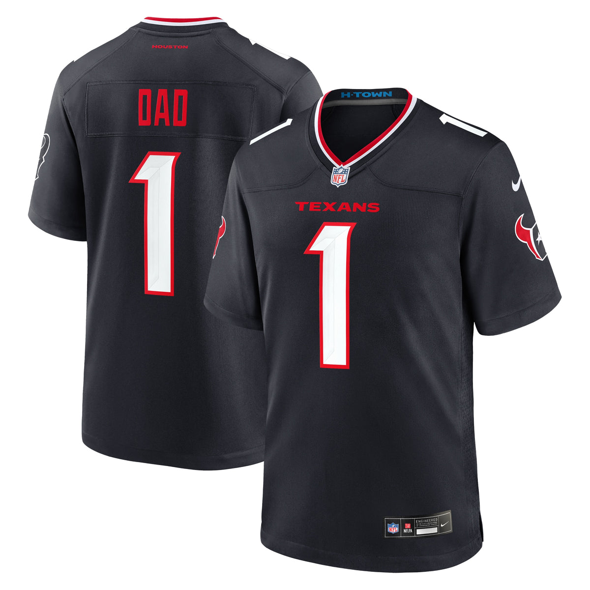 Houston Texans Nike #1 Dad Game Jersey Navy