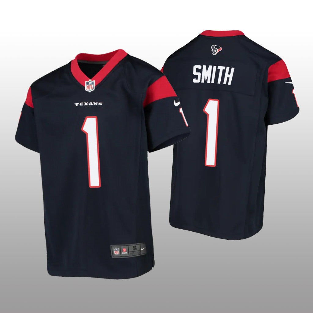 Houston Texans Tremon Smith Navy Jersey Game Youth