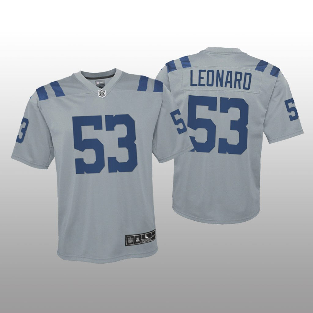 Indianapolis Colts Darius Leonard Gray Jersey Inverted Game Youth