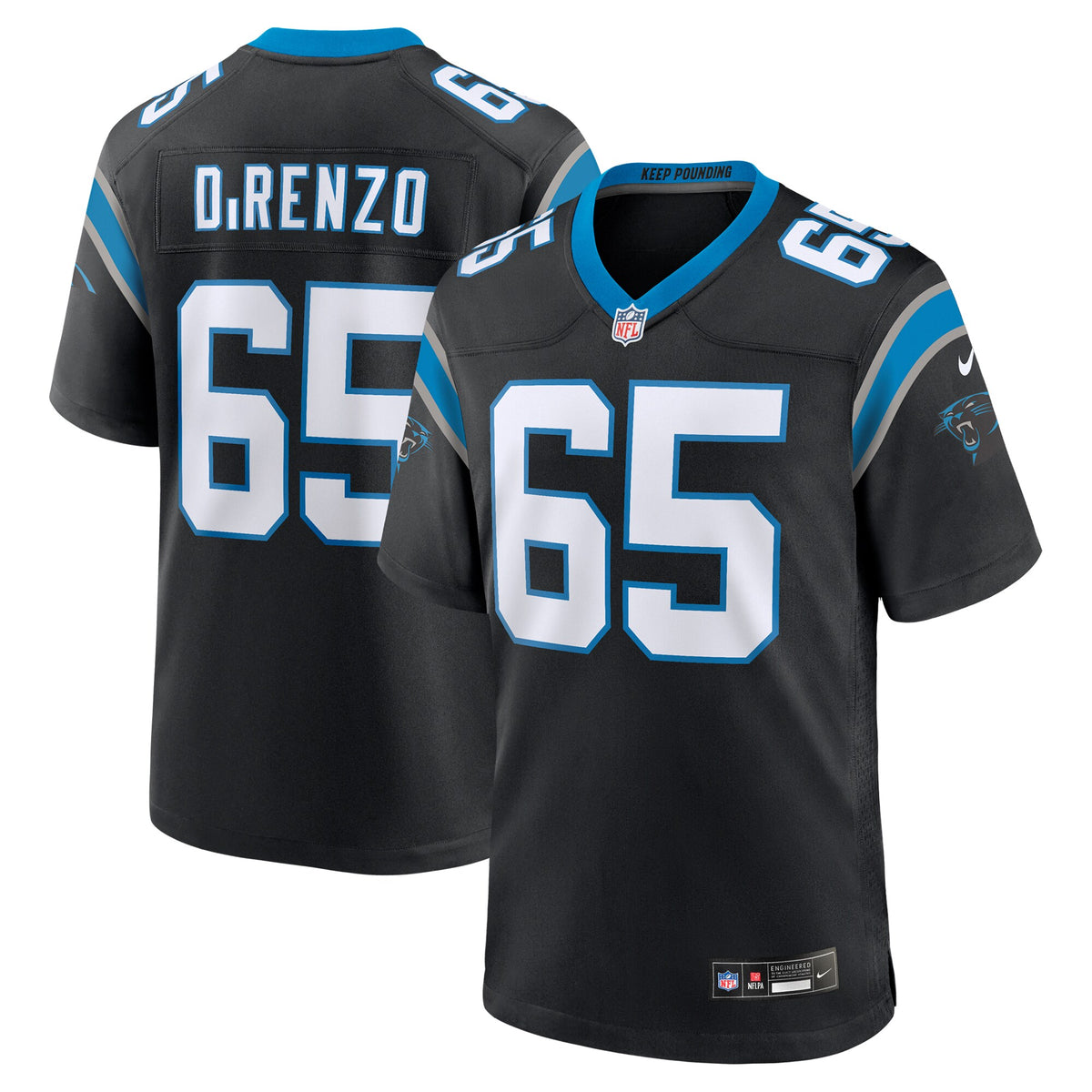 J.D. DiRenzo Carolina Panthers Nike Game Jersey Black