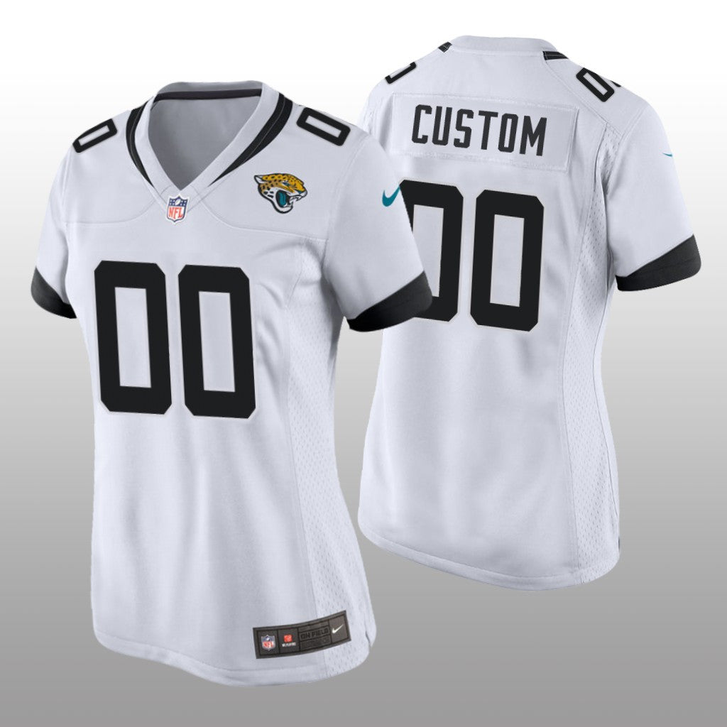 Jacksonville Jaguars #00 White Custom Game Jersey Women