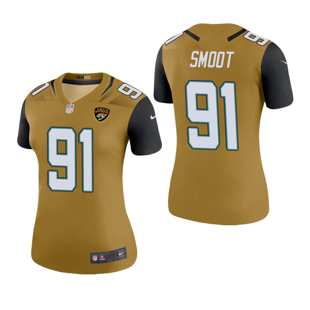 Jacksonville Jaguars Dawuane Smoot Gold Jersey Color Rush Legend Women's