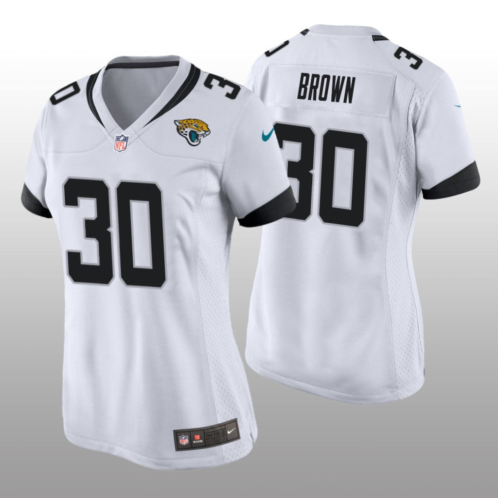 Jacksonville Jaguars Montaric Brown White Jersey Game Women's