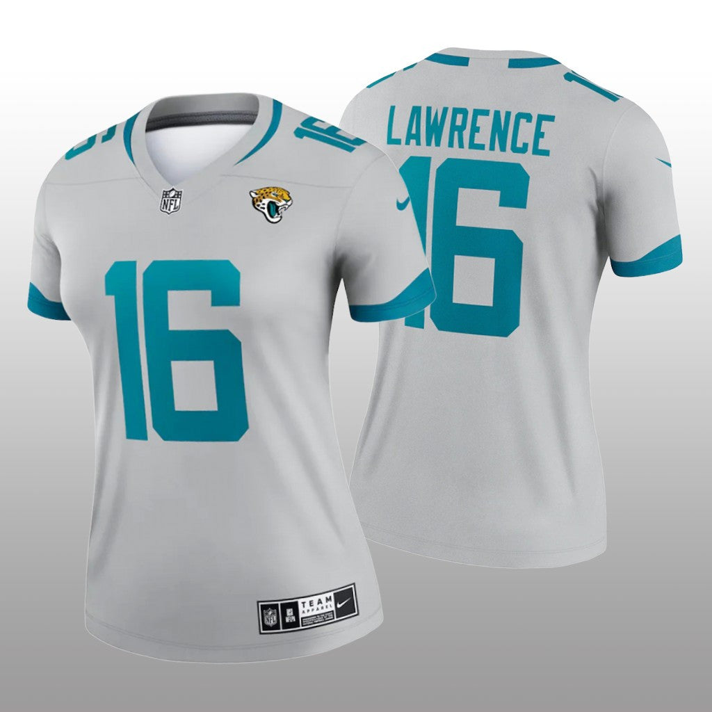 Jacksonville Jaguars Trevor Lawrence Silver Jersey Inverted Legend Women's