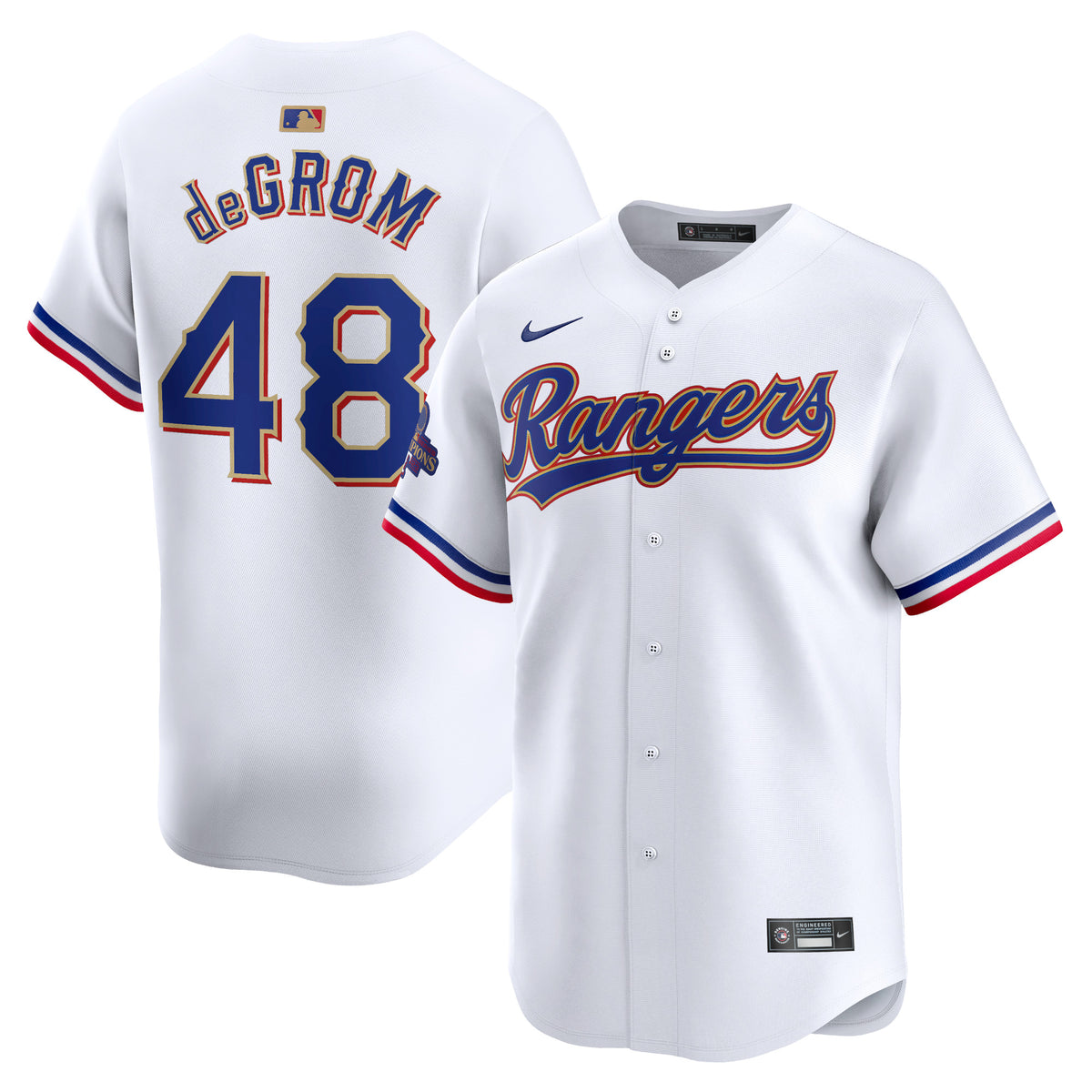 Jacob deGrom Texas Rangers Nike 2024 Gold Collection Limited Player Jersey White