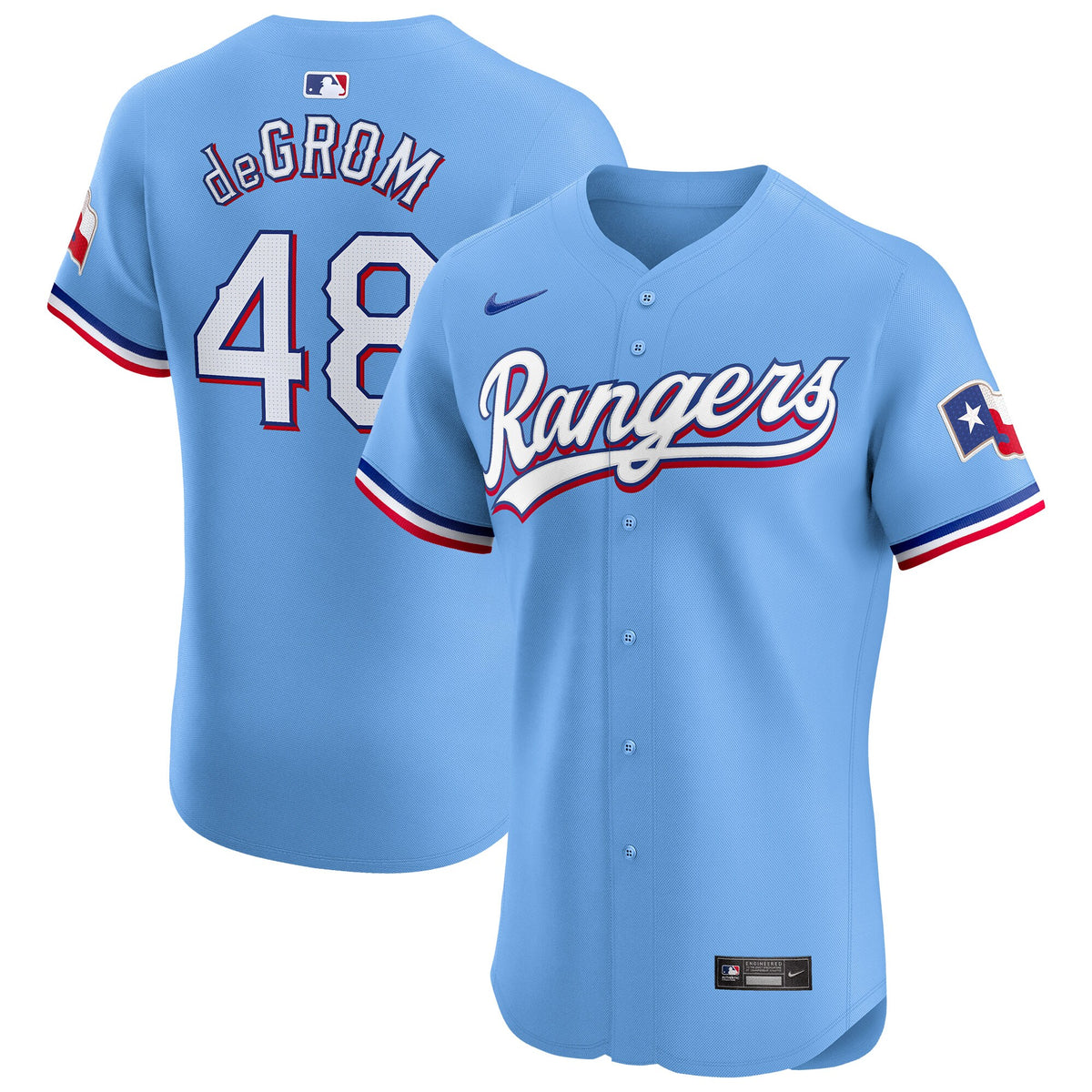 Jacob deGrom Texas Rangers Nike Alternate Elite Player Jersey Light Blue