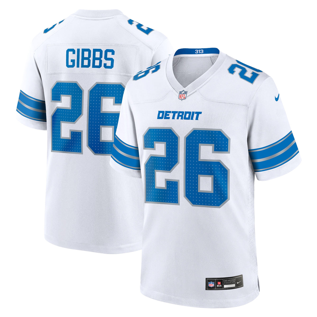 Jahmyr Gibbs Detroit Lions Nike Game Jersey White