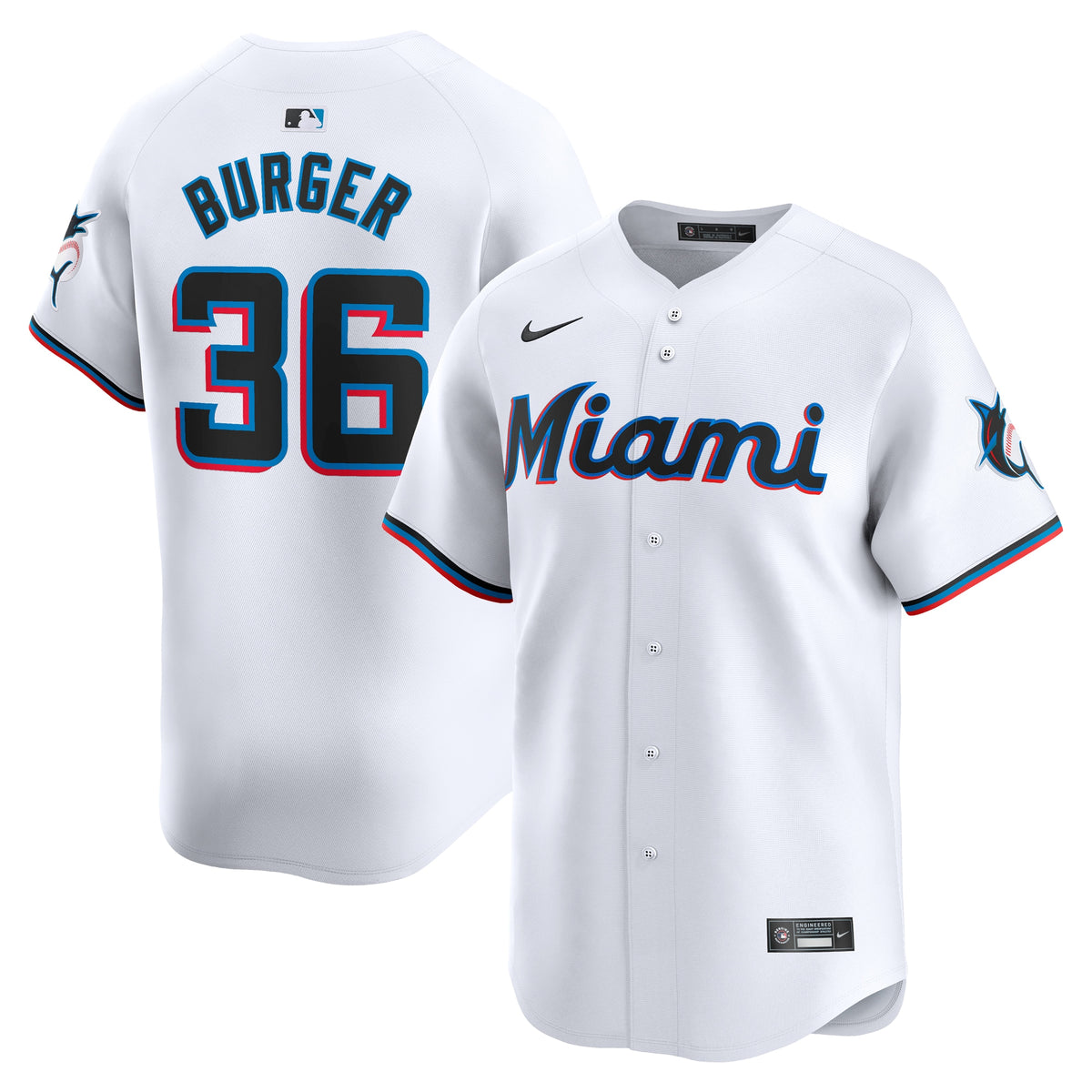 Jake Burger Miami Marlins Nike Home Limited Player Jersey White
