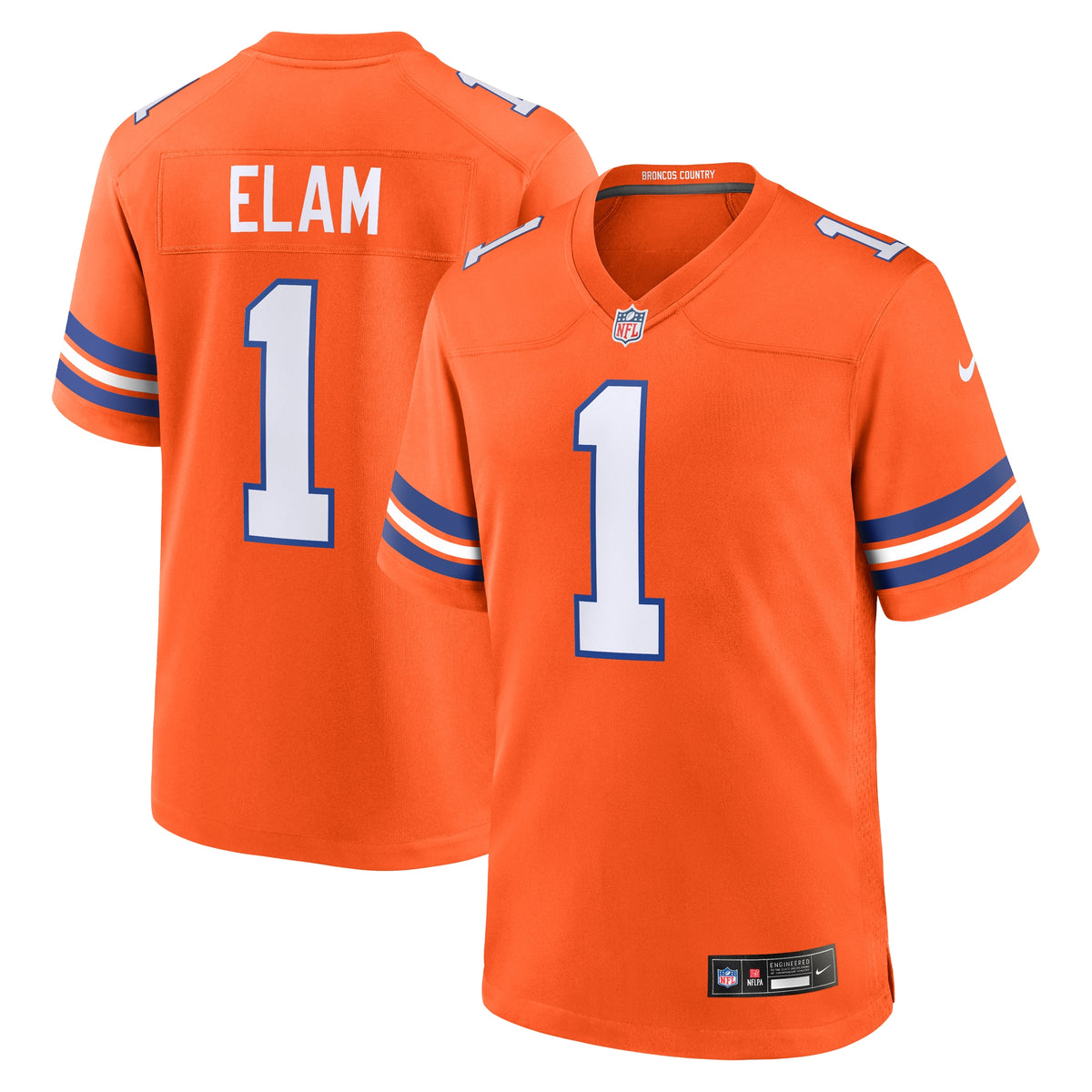 Jason Elam Denver Broncos Nike Mile High Collection 1977 Throwback Retired Player Game Jersey Orange