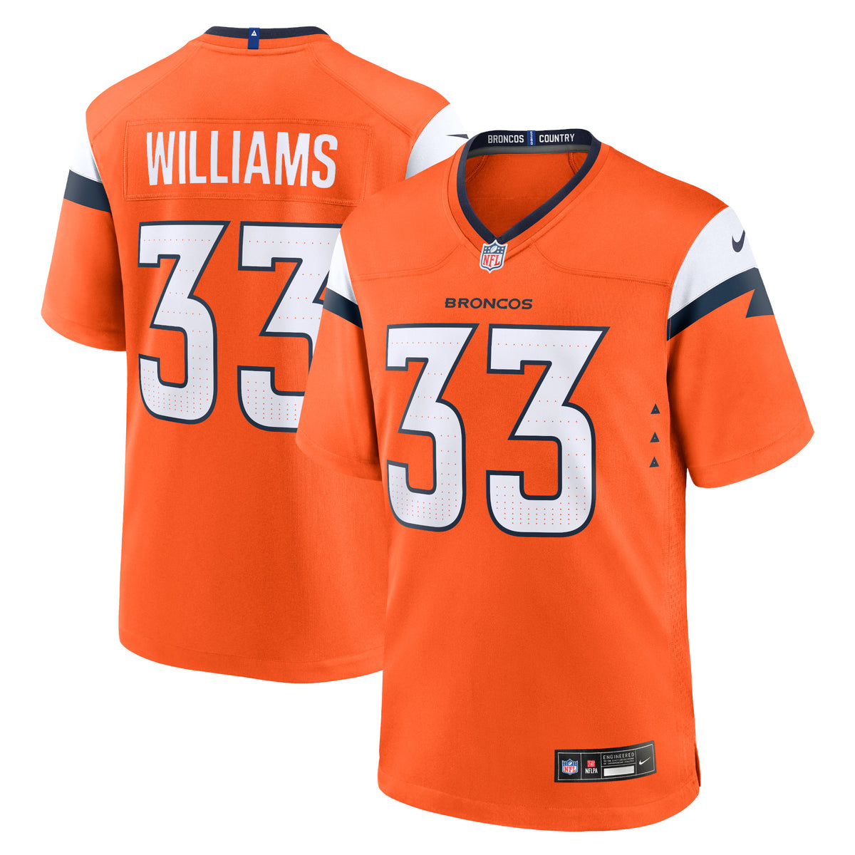 Javonte Williams Denver Broncos Nike Mile High Collection Game Jersey Orange