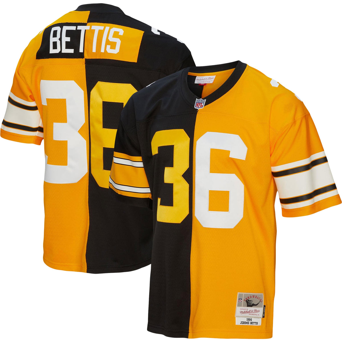 Jerome Bettis Pittsburgh Steelers Mitchell Ness 1996 Split Legacy Replica Jersey Black-Gold