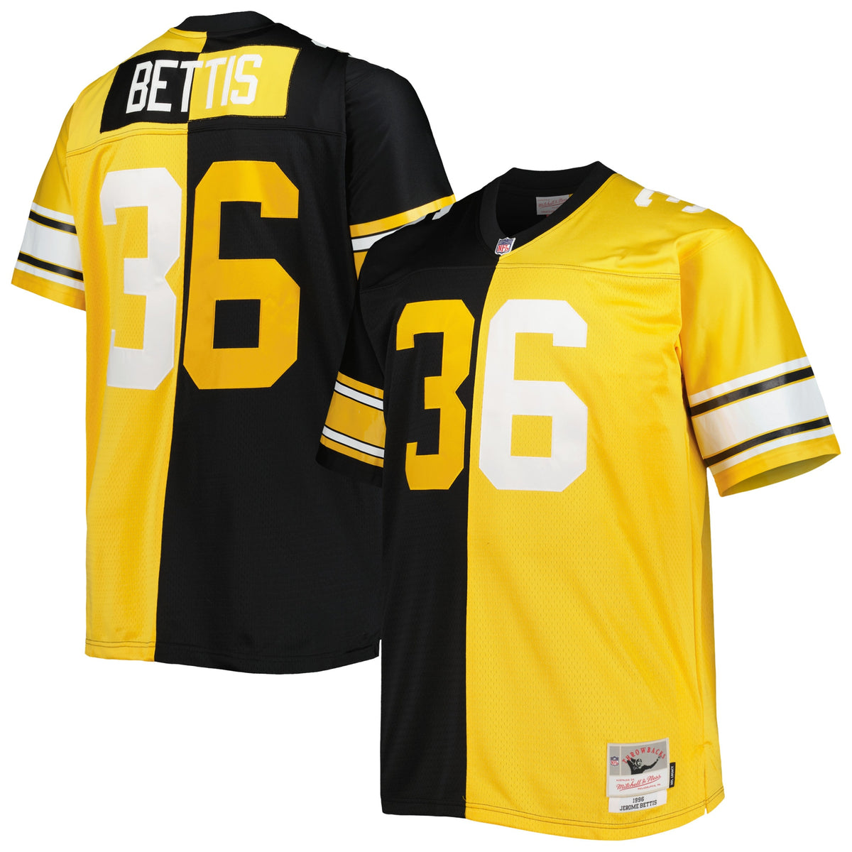 Jerome Bettis Pittsburgh Steelers Mitchell Ness Big Tall Split Legacy Retired Player Replica Jersey Black-Gold