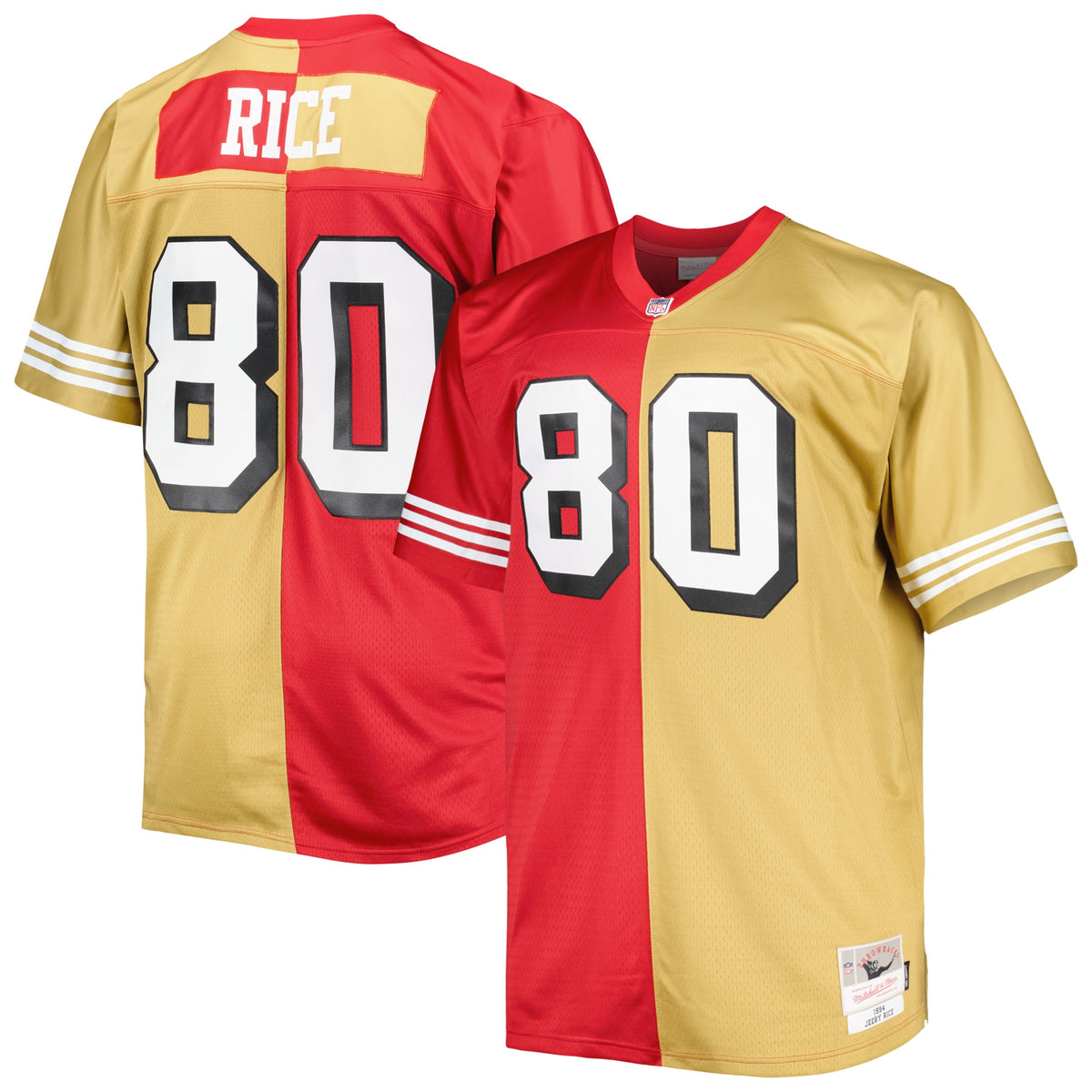 Jerry Rice San Francisco 49ers Mitchell Ness Big Tall Split Legacy Retired Player Replica Jersey Scarlet-Gold