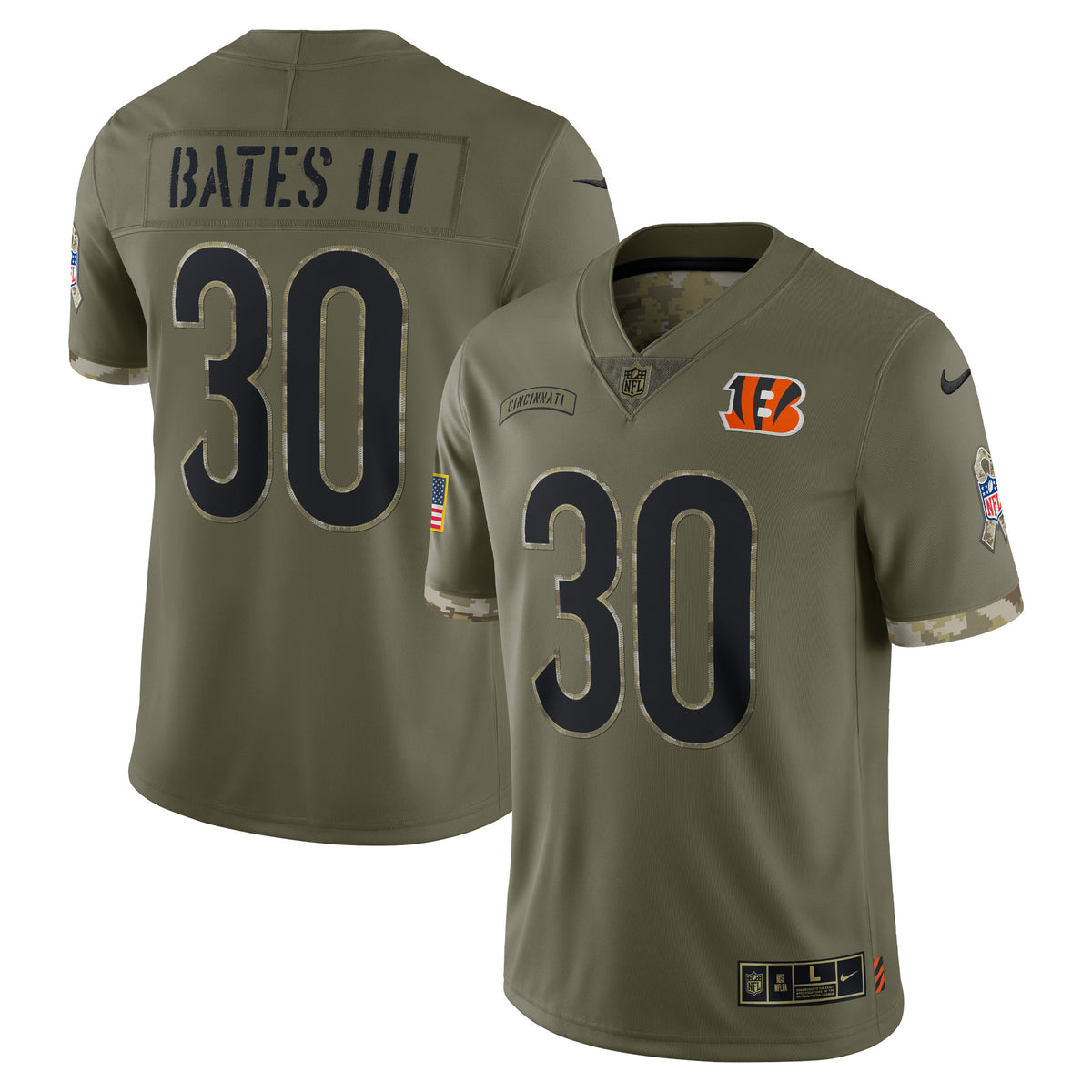 Jessie Bates III Cincinnati Bengals Nike 2022 Salute To Service Limited Jersey Olive