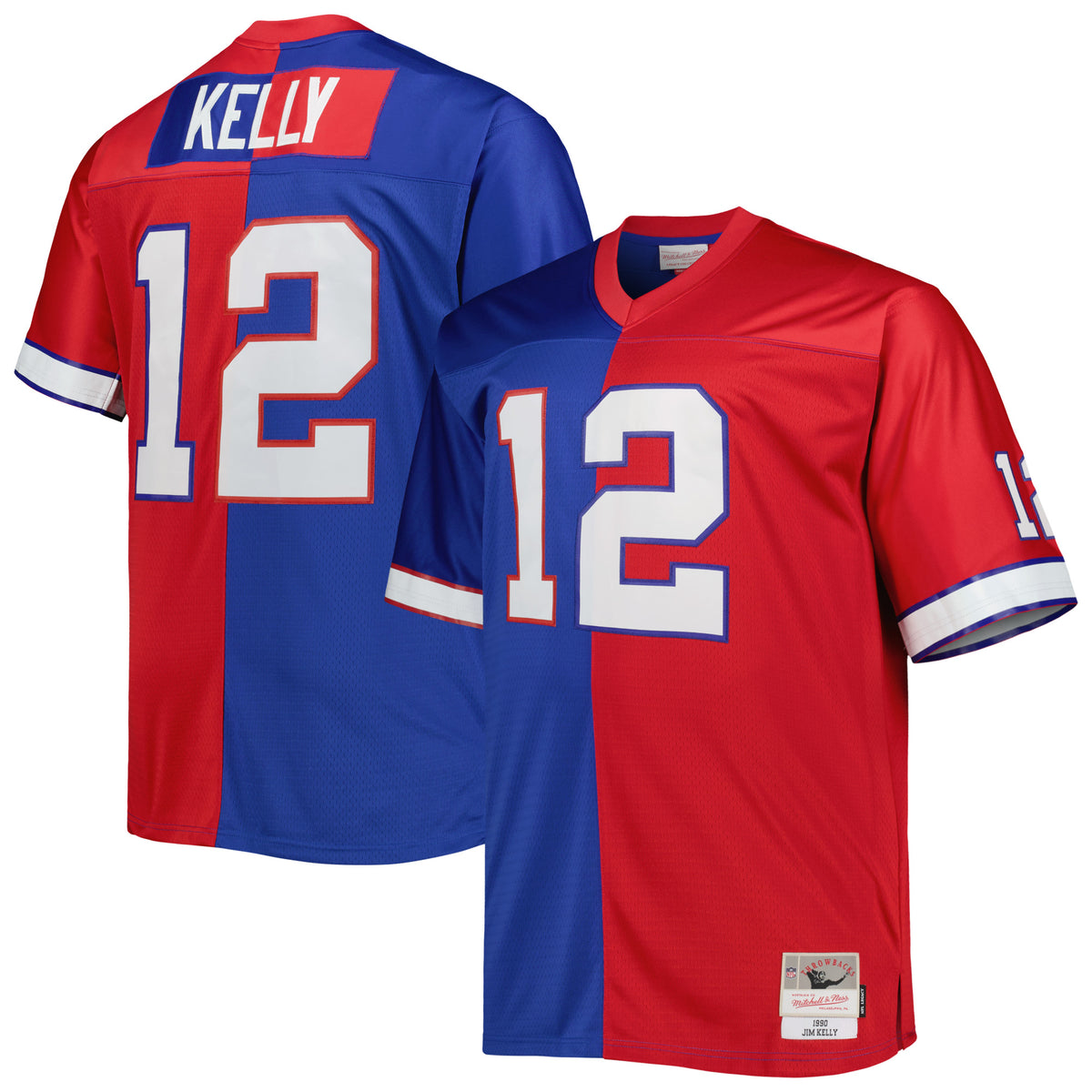 Jim Kelly Buffalo Bills Mitchell Ness Big Tall Split Legacy Retired Player Replica Jersey Royal-Red